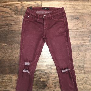 KanCan maroon distressed skinny pants. Size 26.